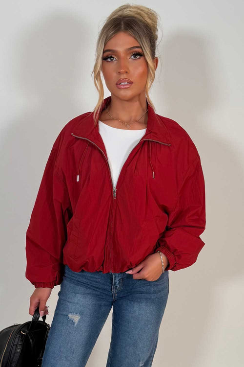 Funnel Neck Jacket Burgundy