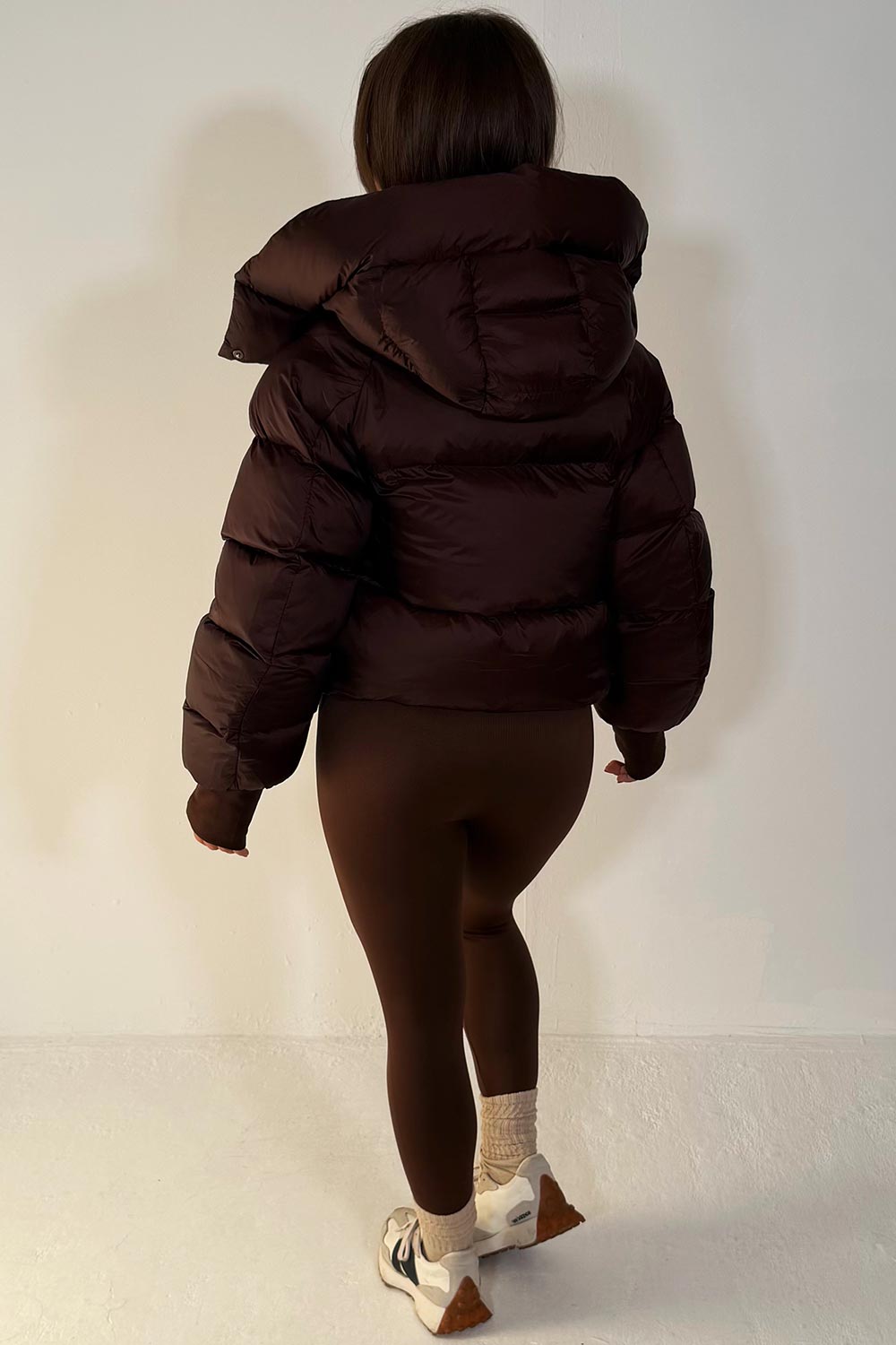 Brown Puffer Padded Jacket With Hood