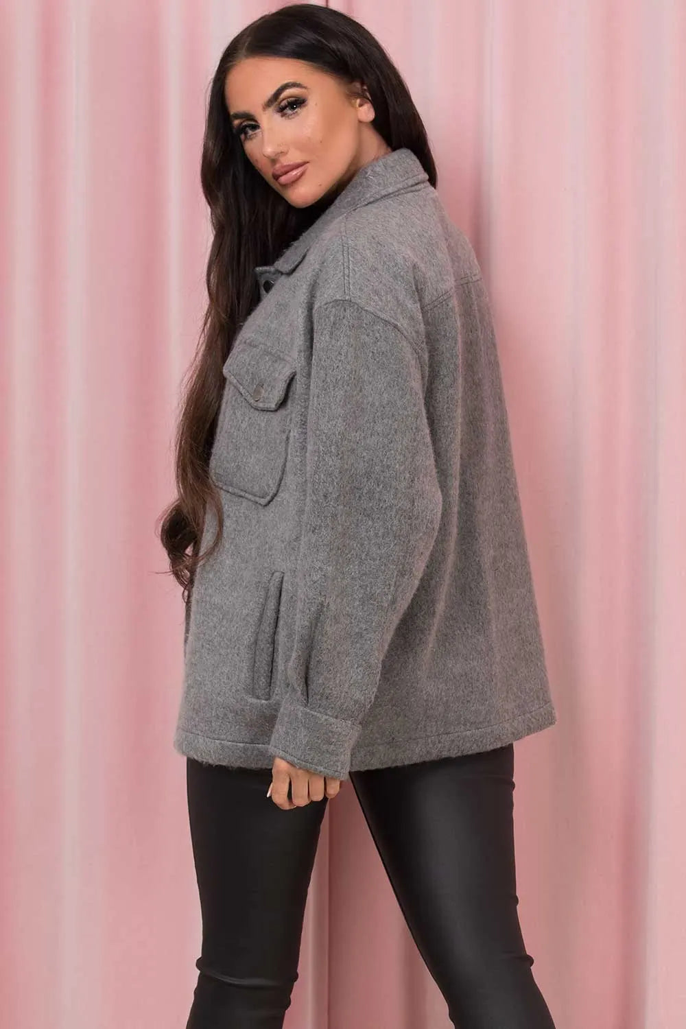 Grey Oversized Shacket Soft Touch