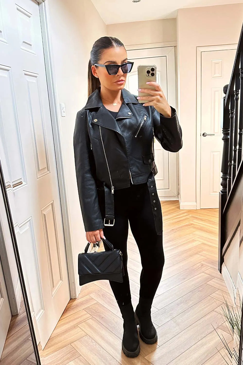 Faux Leather Jacket Black
