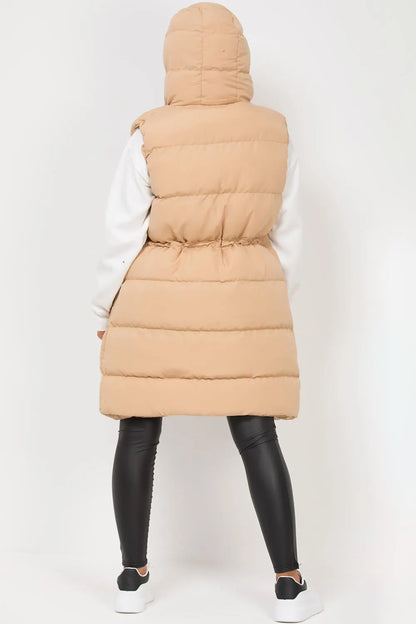 Longline Gilet With Drawstring Waist Stone