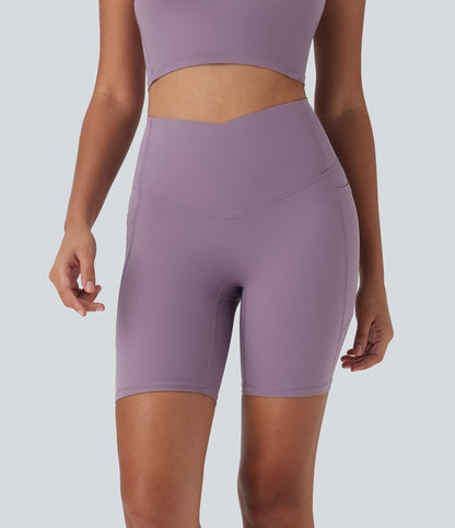 UltraSculptTM Cool Quick Dry SoCinched High Waisted Tummy Control Shaping Yoga Biker Shorts 7'' with Pockets-UPF50+