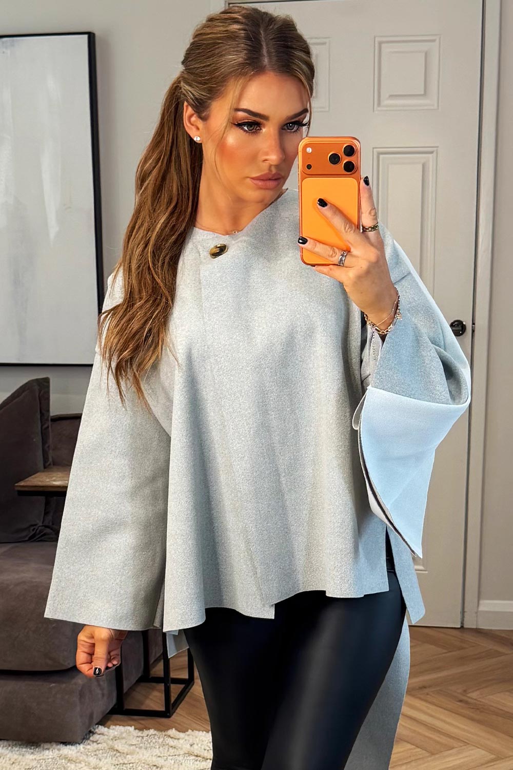 Cape With Scarf Grey