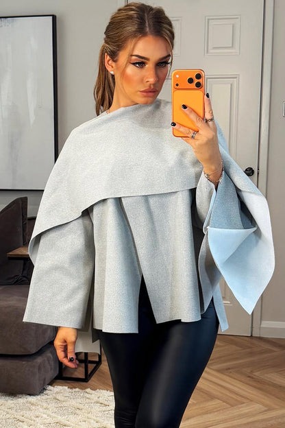 Cape With Scarf Grey