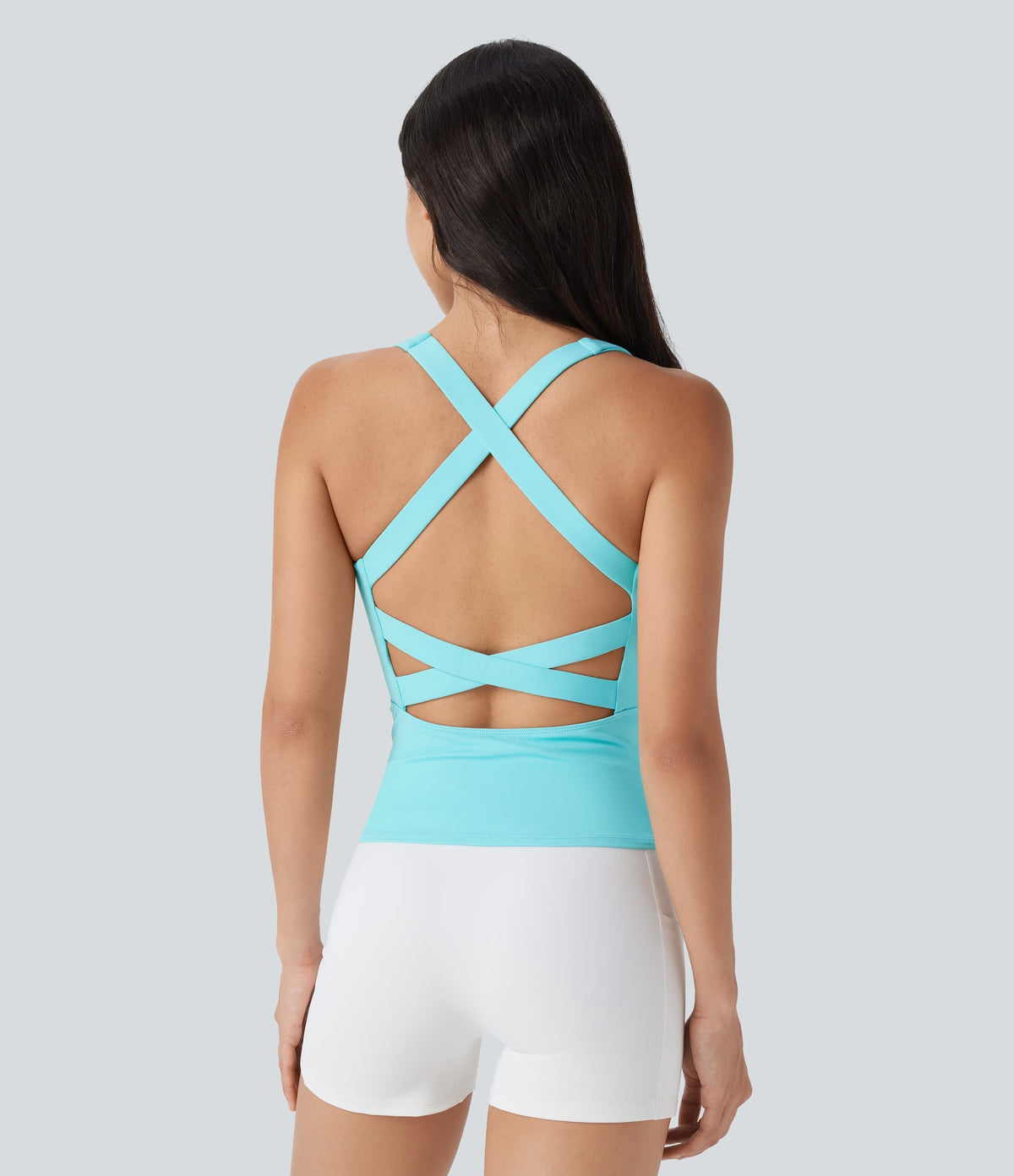 SoftlyZeroTM Airy Square Neck Cropped Cool Touch Running Tank Top-Longer Length-UPF50+