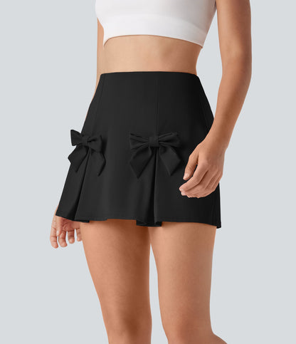 SoftlyZeroTM QuickDry High Waisted Tummy Control Removable Bow Casual Skirt with Built-in Shapewear Shorts