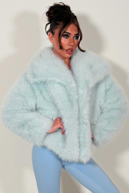 Faux Fur Jacket Baby Blue
