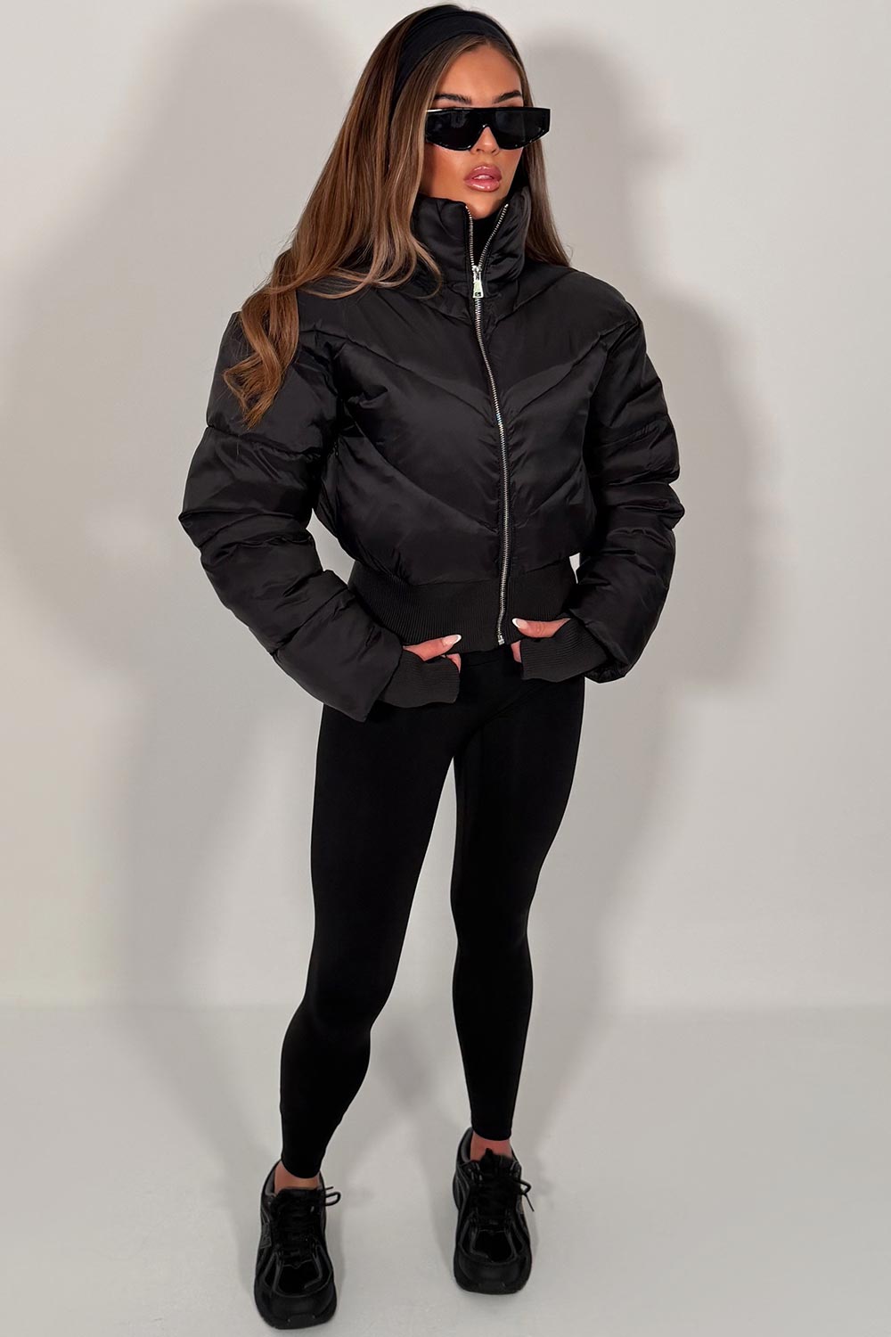 Black Cropped Puffer Jacket