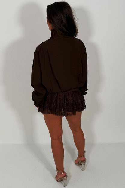 Bomber jacket With Funnel Neck Brown