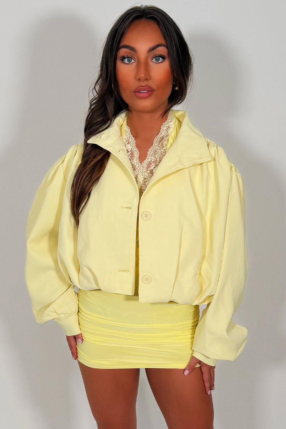 Bomber jacket With Funnel Neck Yellow
