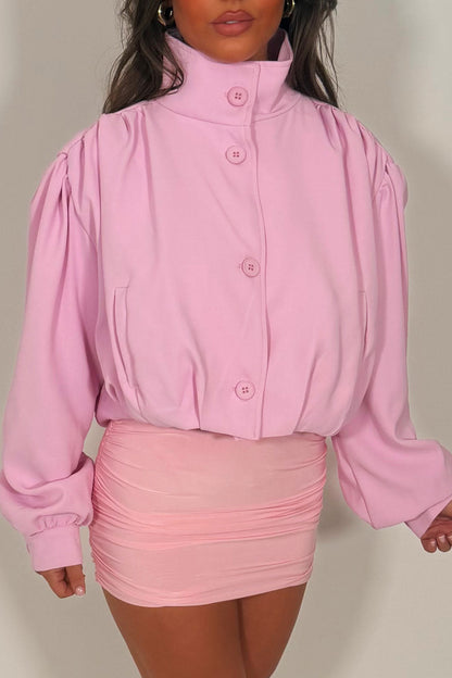 Bomber jacket With Funnel Neck Pink