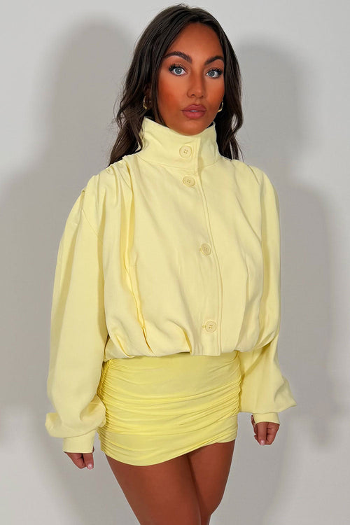 Bomber jacket With Funnel Neck Yellow