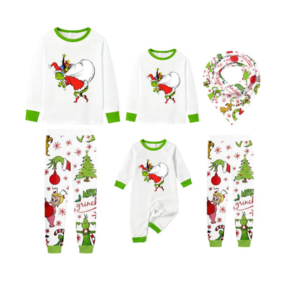 Holiday Family Christmas Pajamas Set With Cartoon Pattern Print