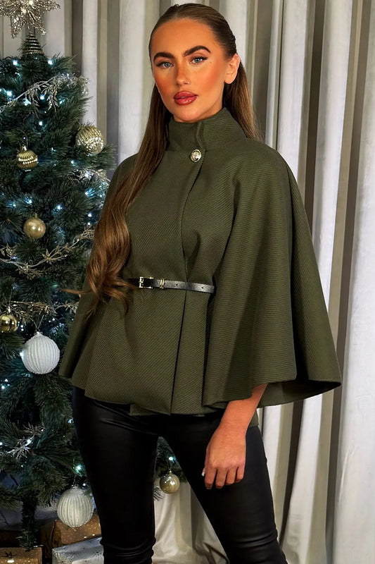 Cape With Belt Khaki