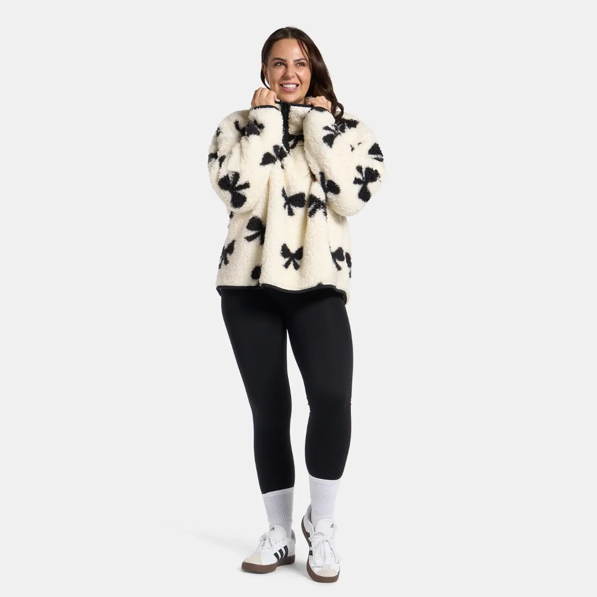 OHS Zip Fleece Soft Warm Cosy Outdoor Teddy Sherpa Long Cuff Sleeve Relaxed Fit Pull Over Hoodie Jacket Coat for Adults Kids