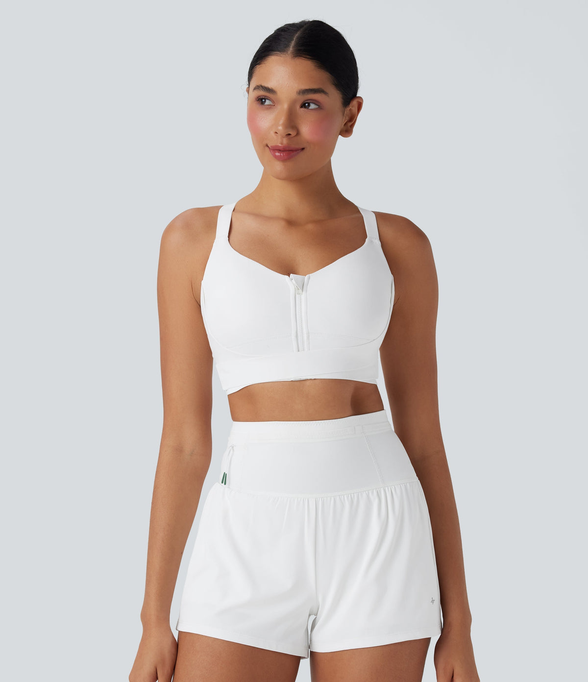 SpeedWaveTM Medium Support Push Up Zipper Adjustable Buckle Quick Dry Running Sports Bra