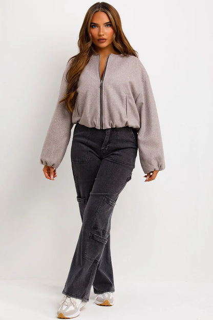 Soft Bomber Jacket Ecru