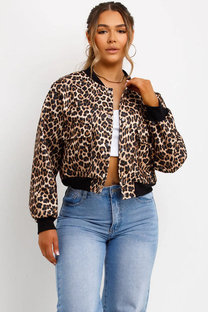 Leopard Print Bomber Jacket
