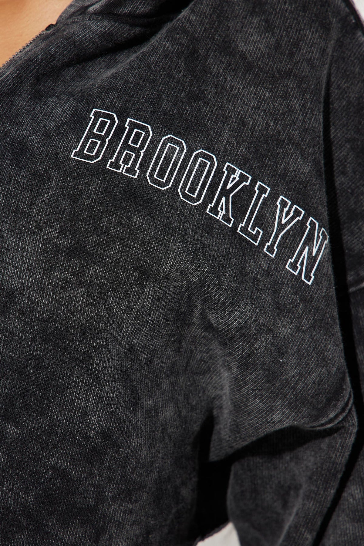 Brooklyn City Washed Hoodie - Black Wash