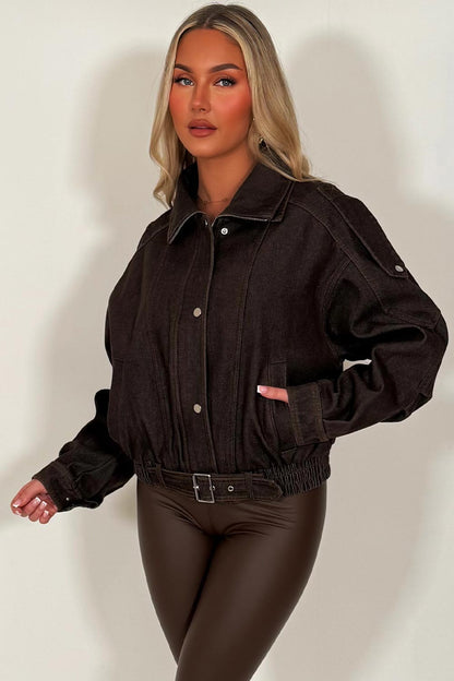 Denim Bomber Jacket Brown
