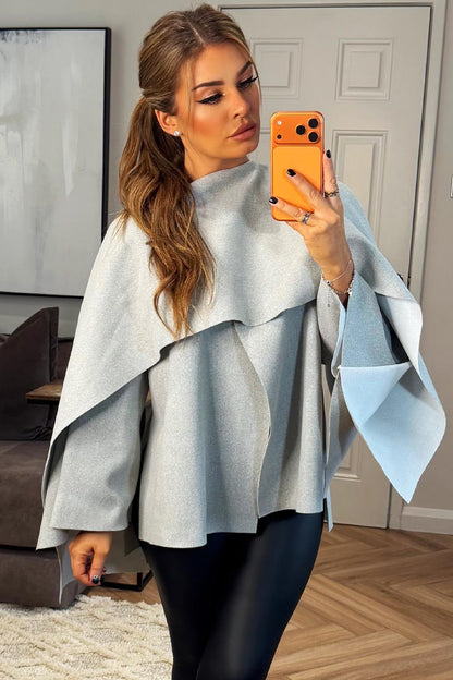 Cape With Scarf Grey