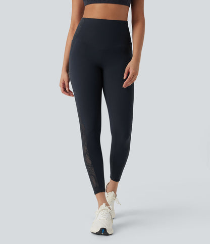 UltraSculptTM SoCinched High Waisted Tummy Control Contrast Lace Shaping Training Leggings with Pockets