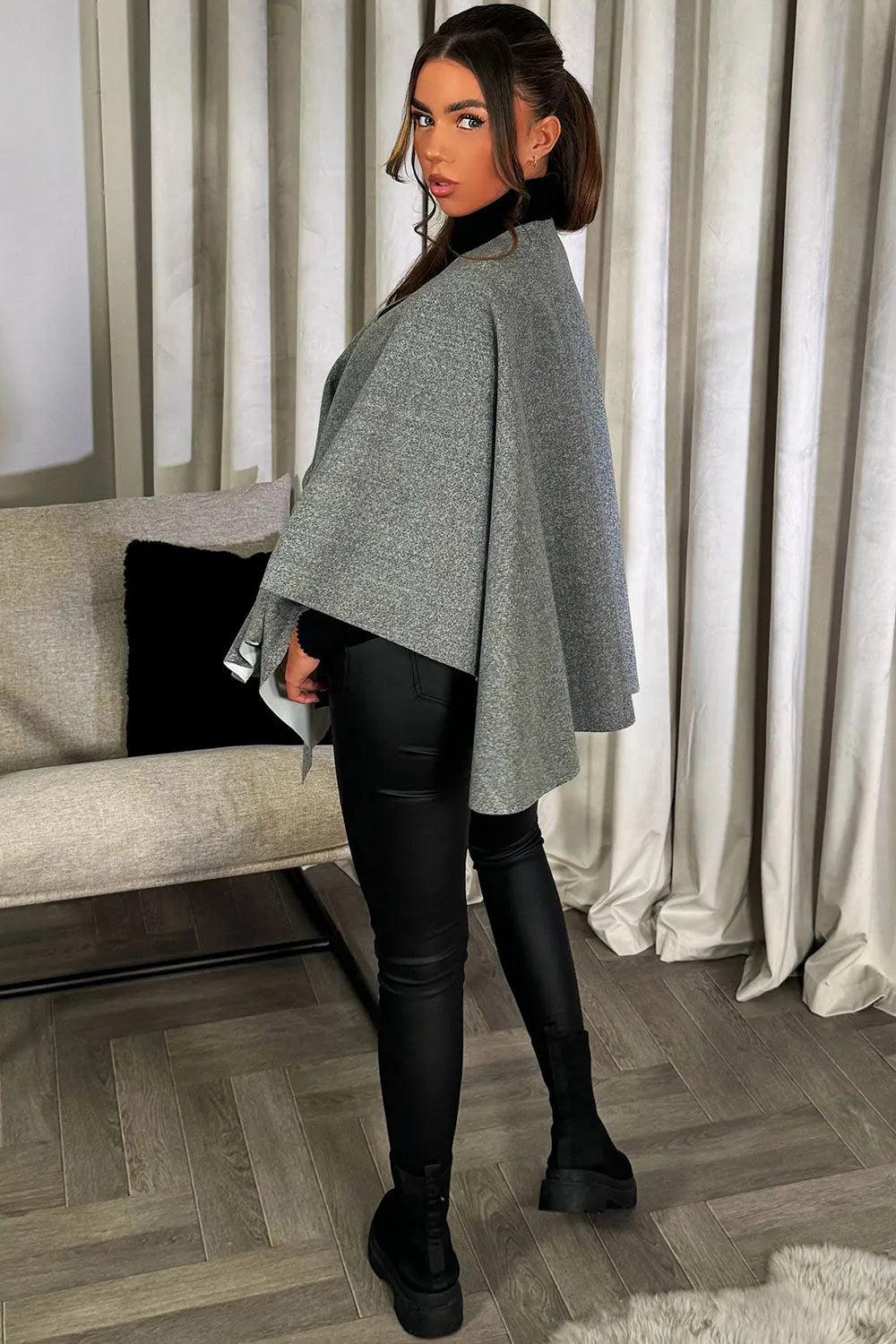 Wrap Over Bow Cape Grey
