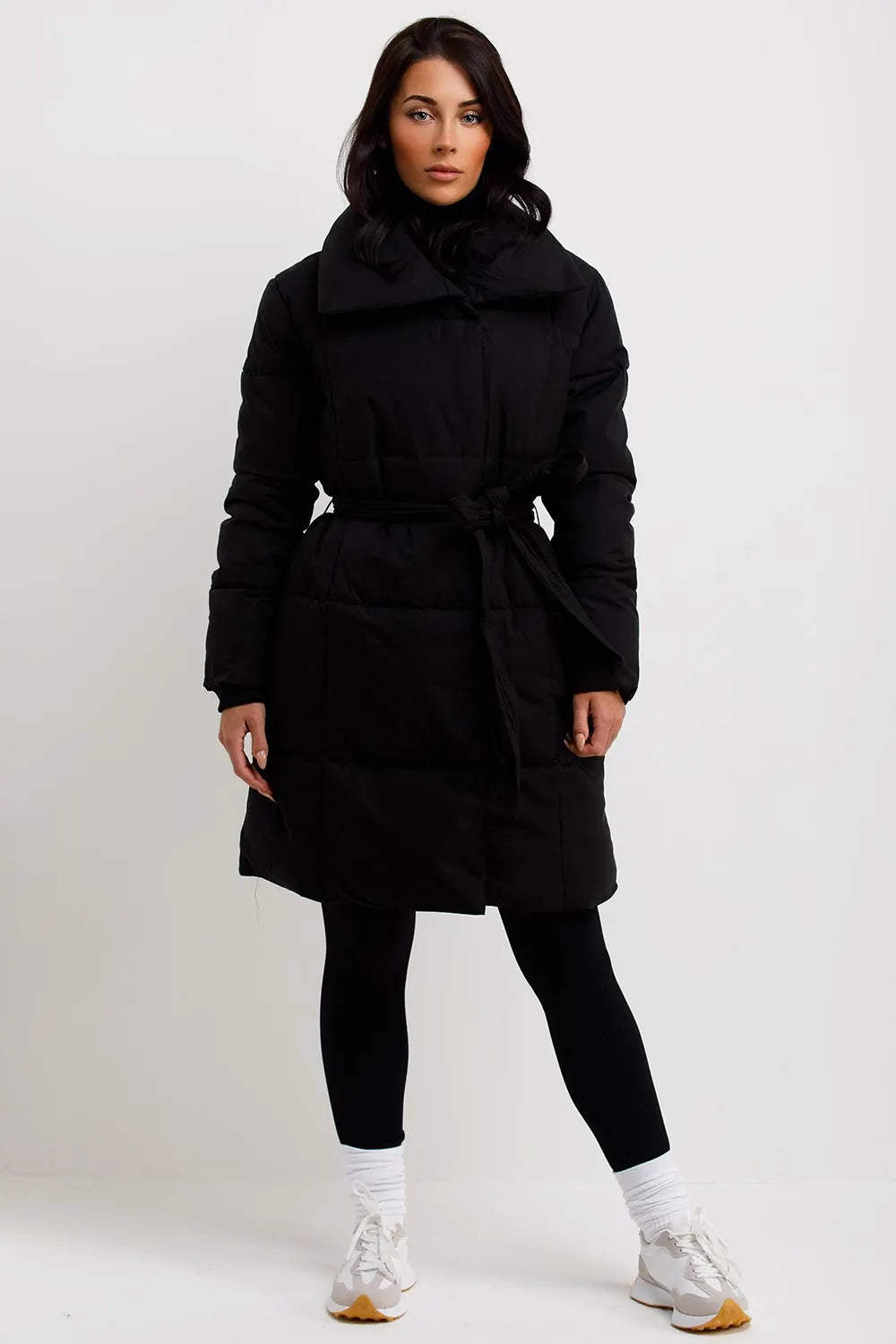 Long Duvet Coat With Belt Beige