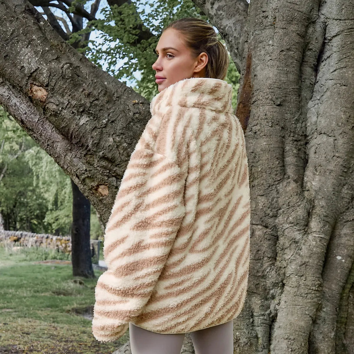 OHS Zip Fleece Soft Warm Cosy Outdoor Teddy Sherpa Long Cuff Sleeve Relaxed Fit Pull Over Hoodie Jacket Coat for Adults Kids