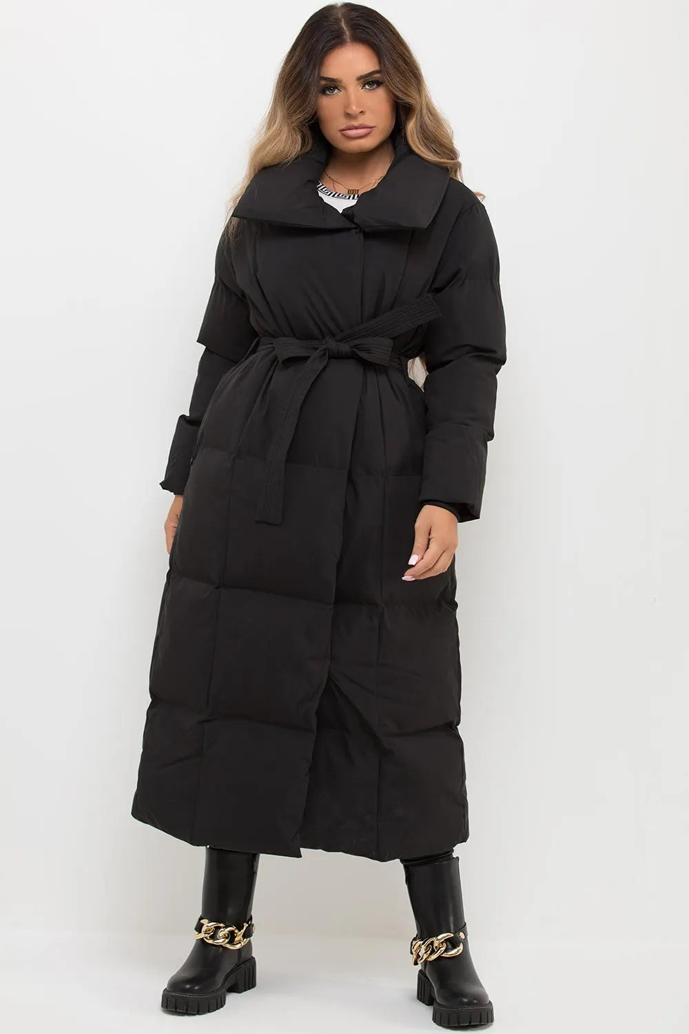 Longline Duvet Puffer Coat Black