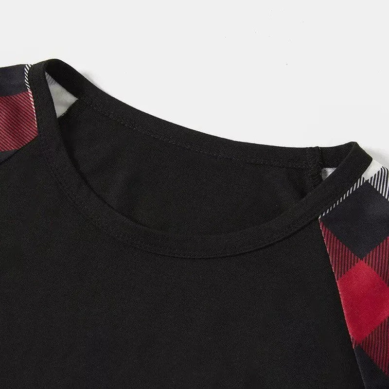 Christmas Family Matching Pajamas-Red and Gray Plaid Pjs set with Christmas Slogan Print