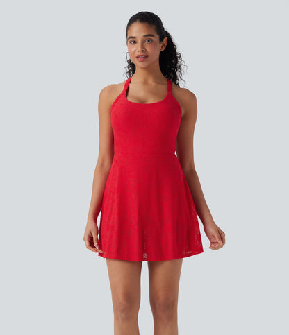Lace 2-in-1 Mini Dance Active Dress with Pockets-Easy Peezy