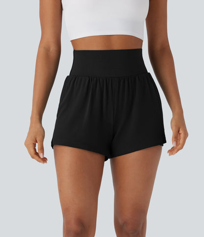 Super High Waisted 2-in-1 Yoga Shorts 3'' with Pockets