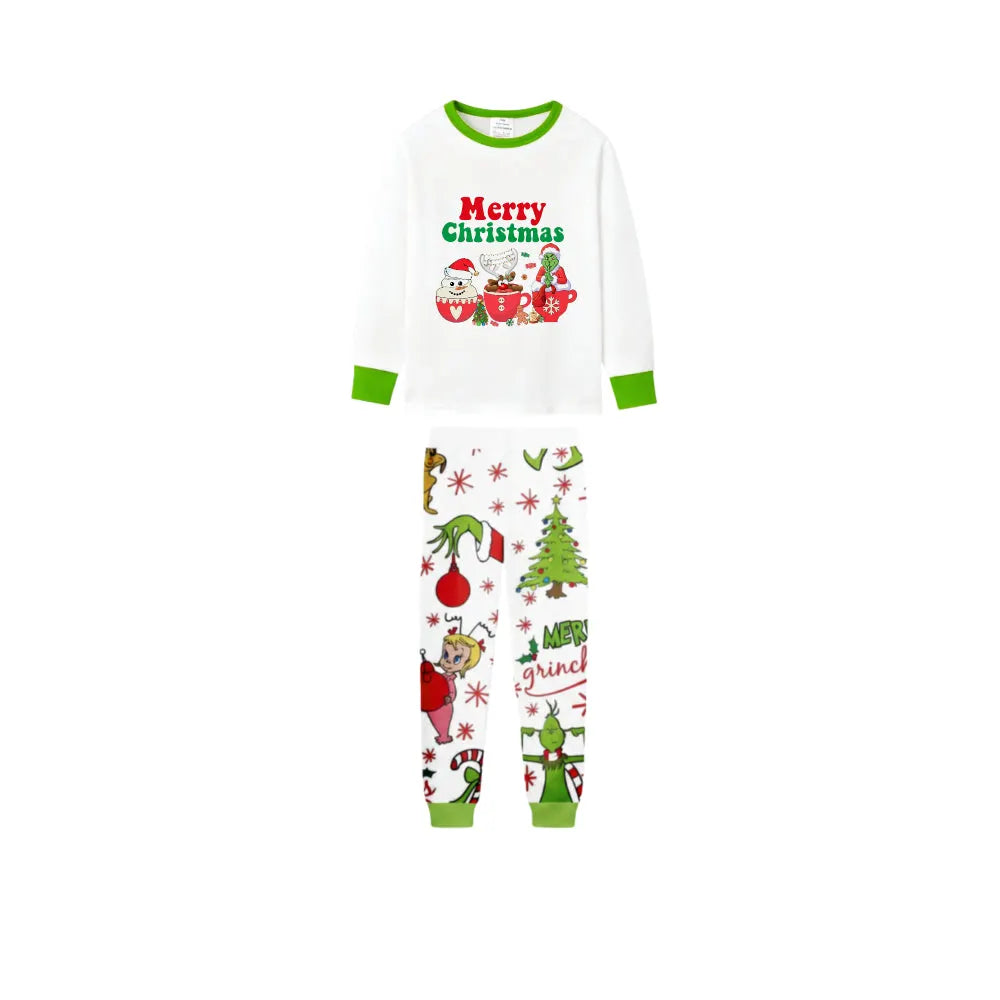 Holiday Family Christmas Pajamas Set With Playful Christmas Character Pattern Print
