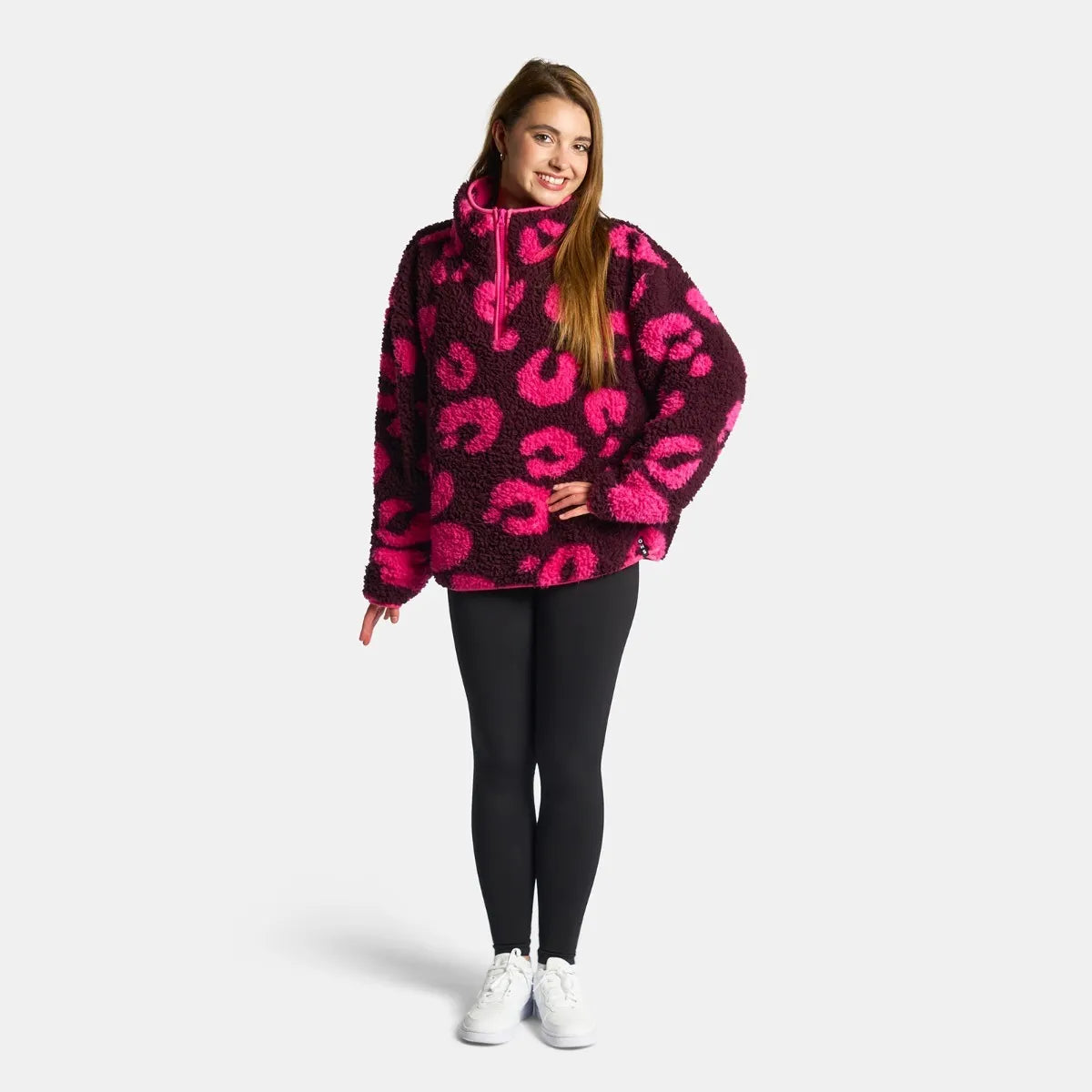 OHS Zip Fleece Soft Warm Cosy Outdoor Teddy Sherpa Long Cuff Sleeve Relaxed Fit Pull Over Hoodie Jacket Coat for Adults Kids