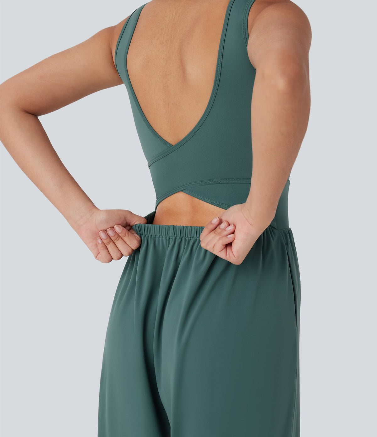 SoftlyZeroTM Airy Wide Leg Cool Touch Yoga Jumpsuit with Pockets-Easy Peezy