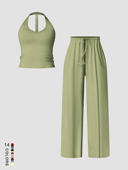 Women's Quick-Dry Sports Tank Top, Casual High-Waisted Bell Bottoms