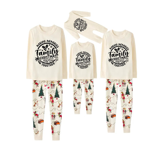 Beige Christmas Pattern Print Christmas Pajamas Set With Family Christmas 2025 Making Memories Together Print