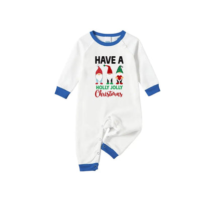 Holiday Christmas Family Blue Pajamas Set with Whimsical Gnome Pattern Print
