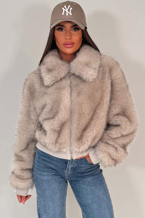 Faux Fur Jacket Beige