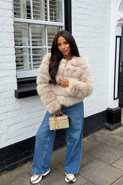 Beige Faux Fur Bubble Coat
