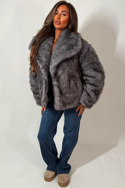 Faux Fur Jacket Grey