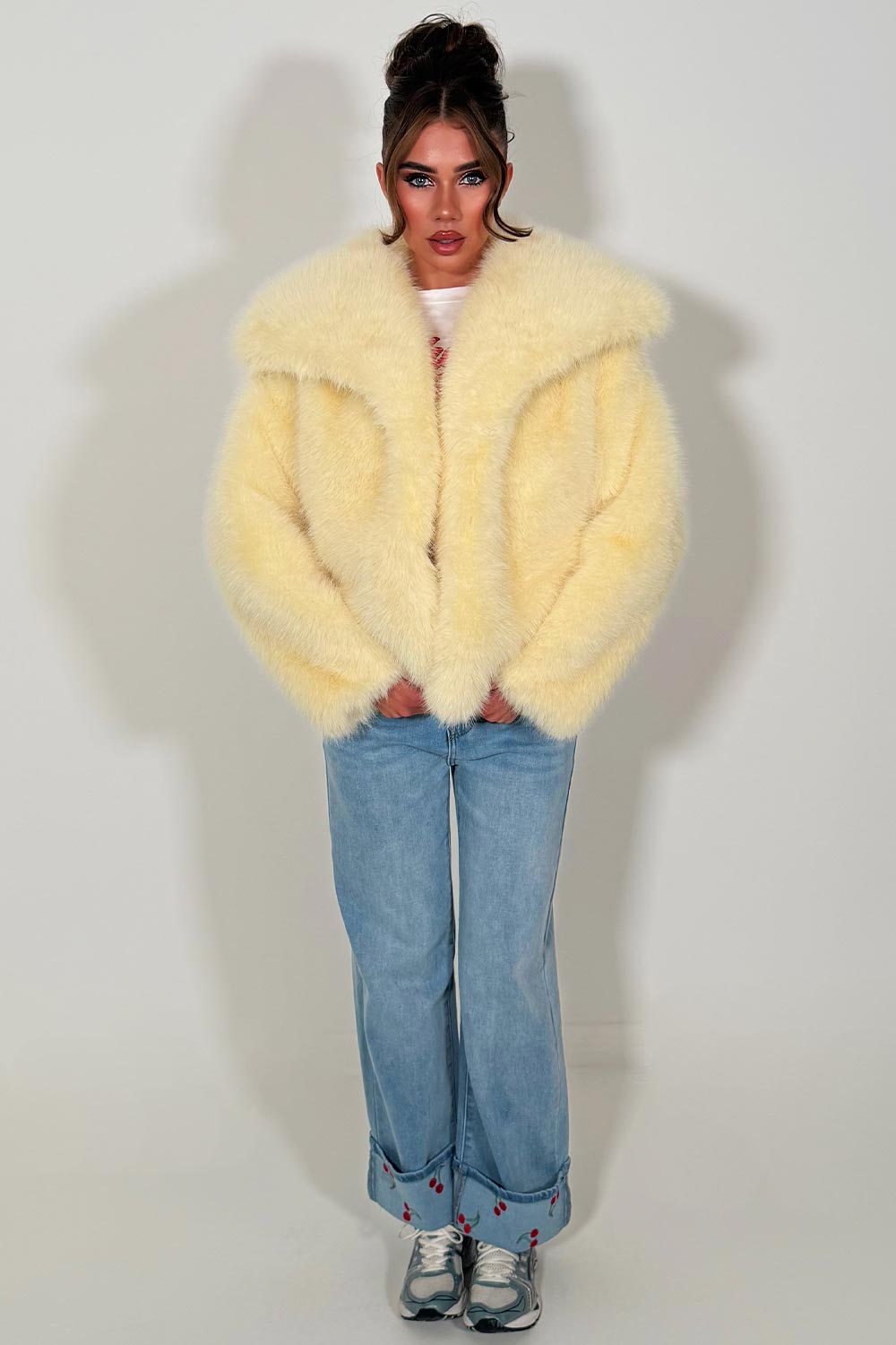 Faux Fur Jacket Baby Yellow