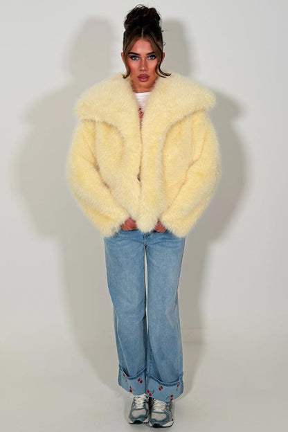 Faux Fur Jacket Baby Yellow