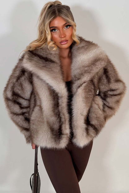 Faux Fur Coat Beige Colourway