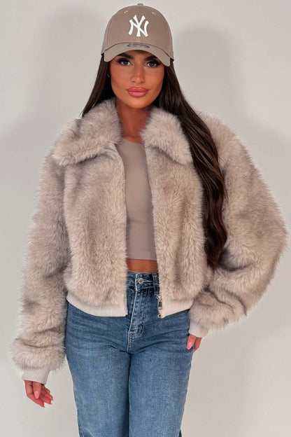 Faux Fur Jacket Beige