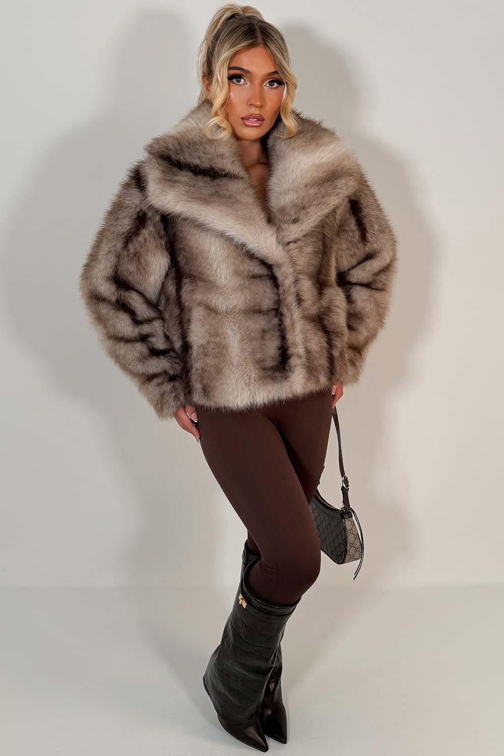 Faux Fur Coat Beige Colourway