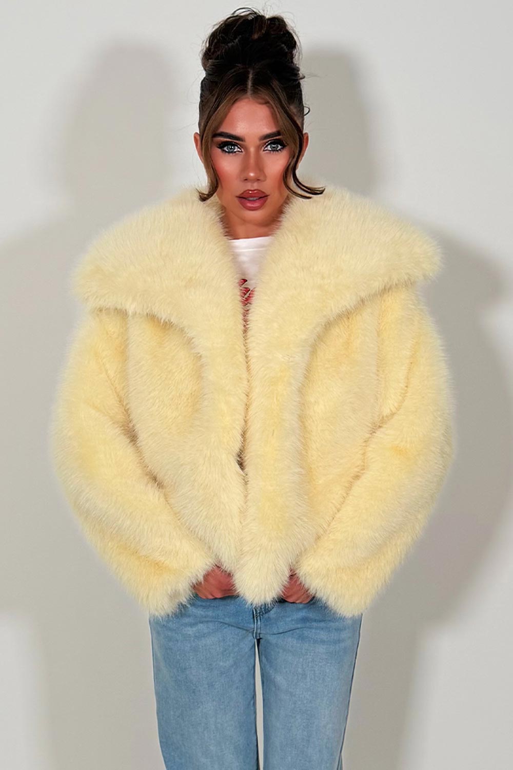 Faux Fur Jacket Baby Yellow