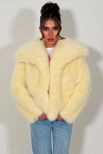 Faux Fur Jacket Baby Yellow