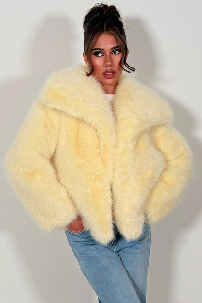 Faux Fur Jacket Baby Yellow